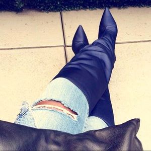 Midnight Blue Knee High Boots